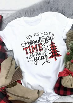 It's The Most Wonderful Time Of The Year T-Shirt. Spend your Christmas in comfort and style in this cute and fun tee. Wear this wonderful Christmas Tree tee and enjoy happiness with your family. High-quality and flash shipping! Big Discount and Limited Time ONLY! #WonderfulTime #christmastees #christmastshirts #christmasoutfits #womenstops Tee Tree, Christmas Style, Wonderful Time Of The Year