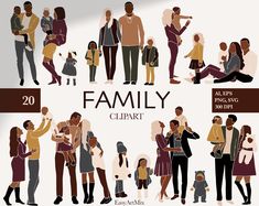 the family clipart is very large and has many different people in it, including two adults