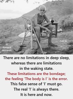 an old man sitting in a chair with his legs crossed and the caption below reads, there are no imitations in deep sleep, where there are