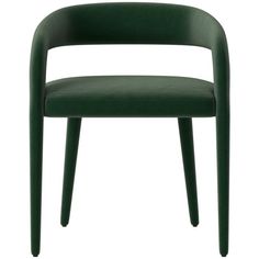 a green chair on a white background with the seat upholstered to the back