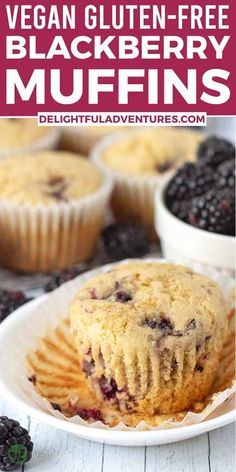 Soft, fluffy, and bursting with blackberries, these easy vegan gluten-free muffins are a breeze to make. Whether for breakfast, brunch, or snacking, this dairy-free, egg-free recipe is perfect for using fresh or frozen berries.