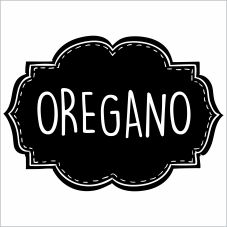 the word oregano is written in black and white on a square background with an ornate frame