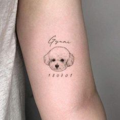 a small dog's face is shown on the right side of the arm, which reads gone