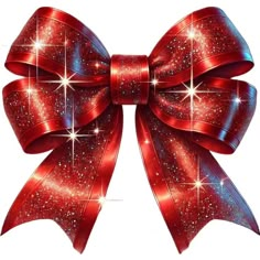 a large red bow with stars on it's side and the top part of its ribbon