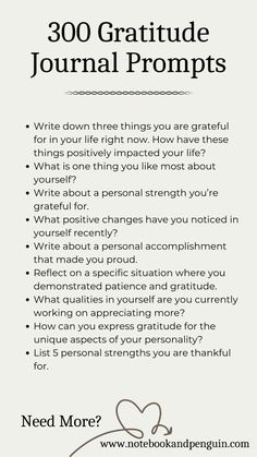 a white poster with the words, 30 gratitude journal prompts on it