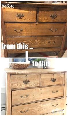 before and after photos of an old dresser