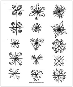 the snowflakes are drawn in black and white