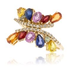 14K Yellow Gold 2.26ctw Rainbow Sapphire & .15ctw Diamond Ring Product Details Ring Information Center Gemstone Accent Stones Style #: 03 AX67510F-800Y Type: Rainbow Sapphire Type: Diamond Metal Type: 14K Yellow Gold Shape: Pear & Round Shape: Round Number: 10 & 2 Number: 30 Carat Weight: 2.26ctw Carat Weight: .15ctw Product Measurements Widest Width (A): 14.5mm Thickness (B): Band Width (C): 1.25mm Shipping & Processing Standard Shipping is Free and typically takes 2-3 Days! In Stock in Yellow Number 30, 2 Number, Rainbow Sapphires, Number 10, Information Center, Detailed Ring, Fiery Red, Butterfly Wings, Sapphire Diamond