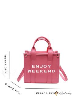 BirdinBag - Stylish PU Tote Bag for Women - Elegant and Practical Handbag Pink Large Capacity Rectangular Shoulder Bag, Trendy Square Box Bag For Travel, Pink Crossbody Box Bag For Travel, Everyday Crossbody Bag With Top Carry Handle, Large Capacity Pink Satchel Box Bag, Pink Large Capacity Satchel Box Bag, Pink Satchel Box Bag With Large Capacity, Trendy Travel Satchel Bag, Pink Square Satchel With Large Capacity