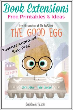 an egg with glasses and the words, book extensions free printables & ideas