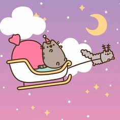 a hippo in a sleigh flying through the sky with stars and clouds