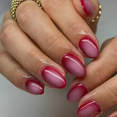 Pink Red Purple Nails, Nail Design 2024, Short Airbrush Nails, Cutout Nails, Pink Airbrush Nails, Short Nail Styles, Bold Nail Colors, Peachy Nails, Pink And Red Nails