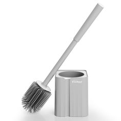 a silver brush and holder on a white background with the word washdry written below it