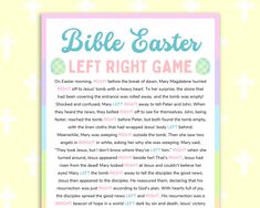 the bible easter letter game is shown in pastel colors and has an easter theme