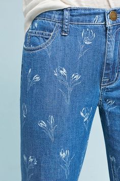 Slide View: 4: Current/Elliott The Fling Mid-Rise Relaxed Straight Jeans Diy Clothes Rack Cheap, Painting Denim, Diy Clothes For Women, Laser Printing, Diy Clothes Videos, Ladies Denim, Clothes Organization Diy, Denim Art