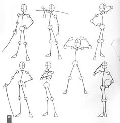 the drawing shows how to draw people with different poses and body shapes, including arms, legs