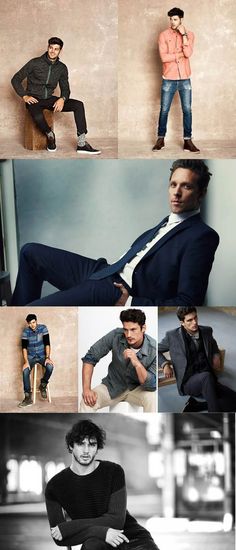 a series of photos showing men in different poses