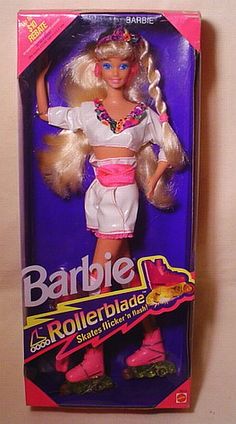 the barbie doll has blonde hair and pink shoes