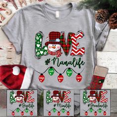 Love Grandma Life Snowman Christmas ShirtGreat as Birthday gifts or Holiday presents. This adorable item can be designed upon anyone's wish with any title.Brand: Gildan Classic unisex cut makes this easy to fit the body.Material: Heavyweight fabricSport Grey And Antique Heathers: 90% Cotton | 10% PolyesterSafety Colors And Heathers: 50% Cotton | 50% PolyesterOther colors: 100% cotton Machine wash cold inside out with like colors, tumble dry low for easy care Imported, Printed in the USA Snowman Shirt, Nana Shirts, Company Shirts, Grandma Shirt, Grandma Shirts, Personalized Clothes, Snowman Christmas, Cute Snowman, Plaid Design