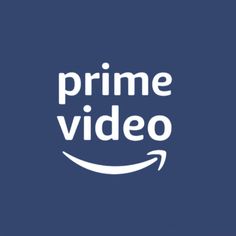 the amazon prime video logo is shown in white on a dark blue background with an arrow pointing