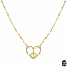 Solid 14kt Yellow Gold Peace Heart Pendant Necklace Chain Size 18 Inches Womens #Chain Peace Heart, White Gold Chains, Necklace Size, Yellow Gold Chain, Gold Polish, Fine Jewellery Necklace, Necklace Sizes, Heart Pendant Necklace, Necklace Chain