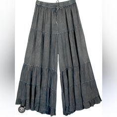 Boho Wide Leg Large Pants Grey Easy Fall Lounge Pants In Grey Rayon Three Shades Of Green Hippie Lounge Pants - Ash Grey Stonewashed Hippie Lounge Pants - These Soft Pants Are In One Of The New Designs And Cut - Very Chic, Boho With Its Design And Different Look. They Are Stitched In Five Progressive Patches And They Increase In Girth Towards The Hem Making Them Wide Leg On The Final Layer. Made Of Rayon, The Lounge Pants Are Comfortable And Have A Great Fall. Perfect For Daily Casual Wear.; Mat Large Pants, Everyday Pants, Summer 2025, Hippie Look, The Lounge, Soft Pants, Flowy Pants, Easy Fall, Summer Cotton