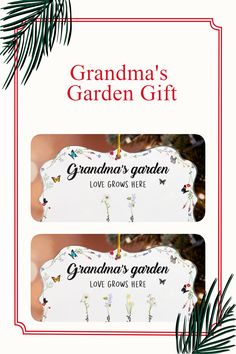 grandma's garden gift card with the words grandma's garden and love grows here