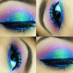 Eyeshadow And Eyeliner, Eye Makeup Glitter, Makeup Tip, Disney Makeup, Eyeliner Makeup, Mineral Eyeshadow, Green Eye