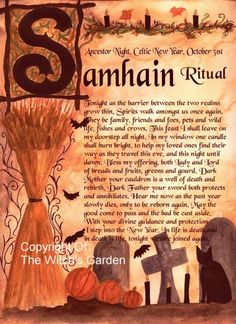 an old fashioned halloween poster with the words samhan ritual