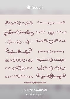 a set of hand drawn ornamental designs in different styles and colors, with the text freepik