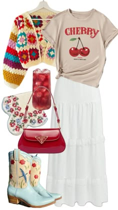 colorful cherry 🍒 inspired outfit #modestfashion #christian #boho #aesthetic #outfitinspo #outfitideas Cherry Inspired Outfit, Southern Belle Outfit, Libra Fashion, Teacher Work Outfit, Bookish Outfits, Belle Outfit, Apostolic Outfits, Christian Modesty, Store Outfits