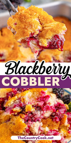 blackberry cobbler is an easy dessert that's ready to be eaten