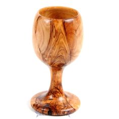 a wooden wine goblet is shown on a white background