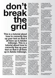 an article from the magazine don't break the grid, with black and white text