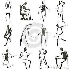 sketches of people sitting and standing