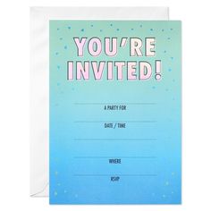 a party card with the words you're in it