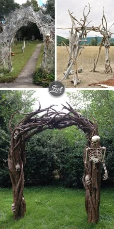 several different types of sculptures made out of branches