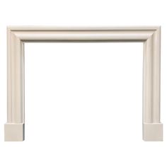 a white fireplace mantel with two columns