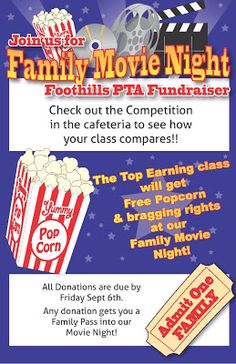 the flyer for family movie night