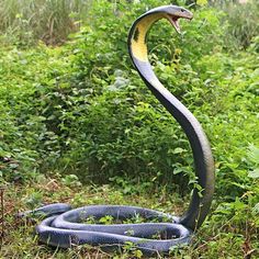 a snake statue in the middle of a field