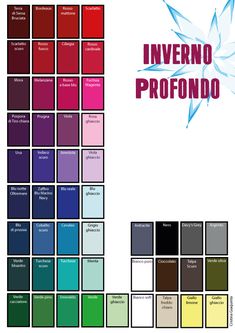 the color scheme for inverno proffondoo is shown with different colors