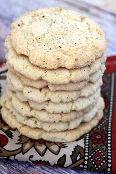 a stack of cookies sitting on top of a table