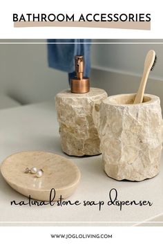 Transform your bathroom into a spa introducing natural stone elements ✨
👉 www.jogloliving.com Farmhouse Soap Dispenser, Bathroom Set Ideas, Pottery Soap Dispenser, Bathroom Into A Spa, Soap Dispenser Bathroom, Marble Bathroom Accessories, Bathroom Counter Decor, Marine Drive, Bathroom Accessories Set