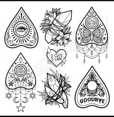 different tattoo designs with the words goodbye written on them