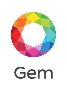 the gem logo is shown in multicolors