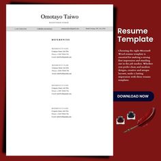 Unique Value Proposition, Resume References, Letter Template Word, Design Resume, Editable Resume, Branding Template