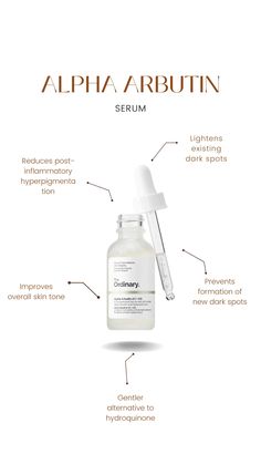 Alpha Arbutin is a powerful yet gentle skin brightening ingredient derived from botanical sources like bearberry. It works by inhibiting tyrosinase, an enzyme responsible for melanin production. Available on Amazon! #skincare #skincareessentials #skin #skincareproductsthatwork #products #serum #theordinaryskincare The Ordinary Alpha Arbutin, Skin Care Business, Face Skin Care Routine