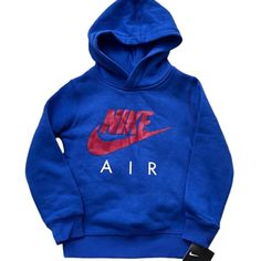 Boy’s Nike Jacket, New Blue Hoodie Outerwear With Ribbed Cuffs, Blue Nike Hoodie For Fall, Nike Blue Hoodie For Fall, Nike Blue Tops For Winter, Nike Blue Sweatshirt For Spring, Nike Long Sleeve Blue Sweatshirt, Nike Blue Cotton Sweatshirt, Sweatshirt Nike, Nike Sweatshirt