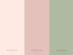 three different shades of pastel pink, green and grey with the words'fbfbaad'written on them