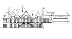 a drawing of a large house with lots of windows